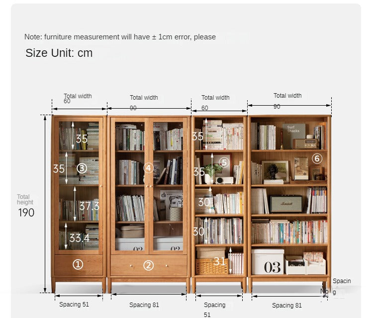 Cherry Wood Wall Free Combination Bookcase Display Cabinet Vintage Cabinet