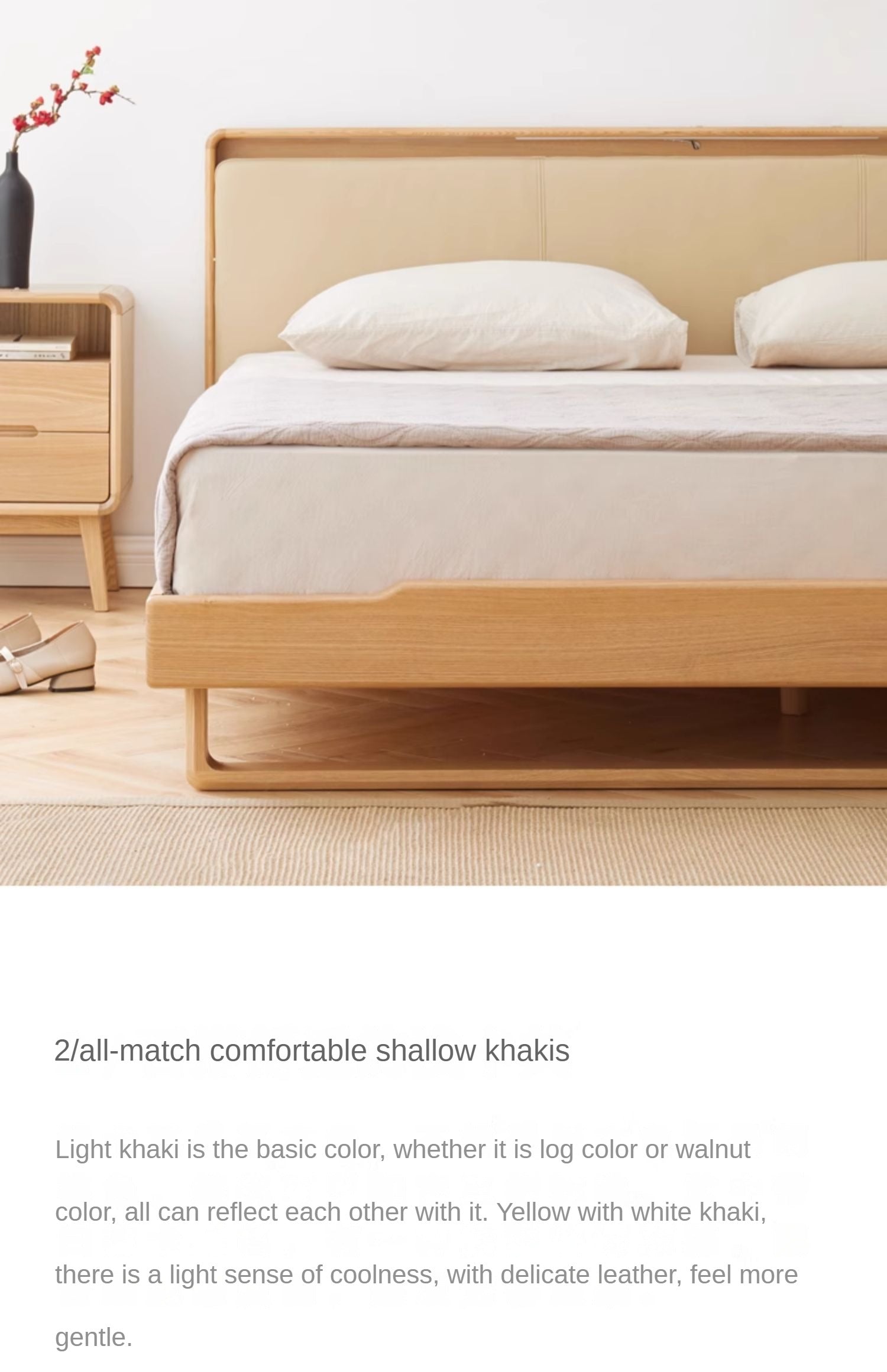 Ash Solid Wood Soft Back Bed Nordic Modern