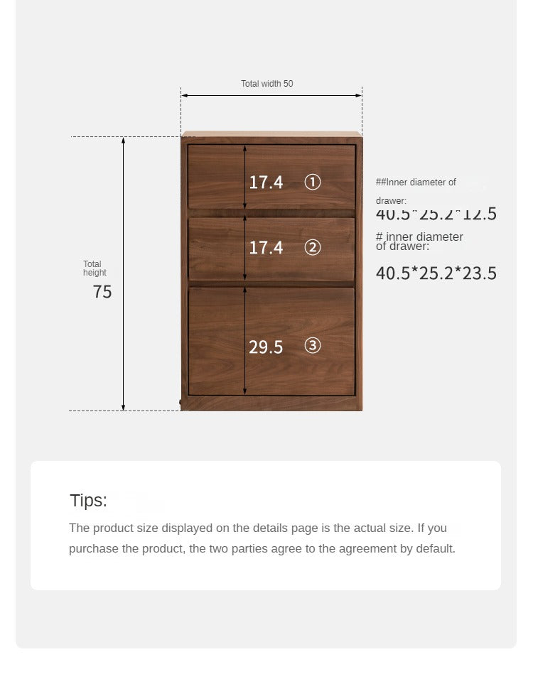 Black Walnut, Rubberwood Solid Wood Low Bookshelf Combination Floor-Standing Cabinet