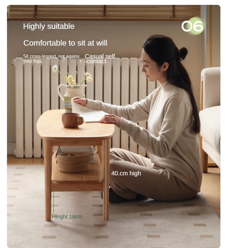 Oak Solid Wood Minimalist Ultra Narrow Coffee Table