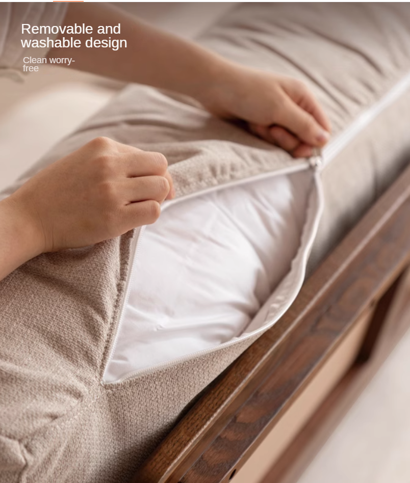 Oak Solid Wood Modern Fabric Sofa.