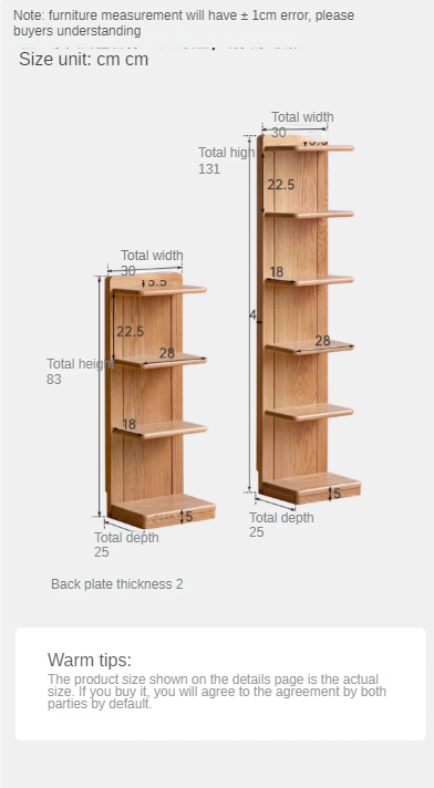 Oak solid wood modern multi-layer bookshelf.