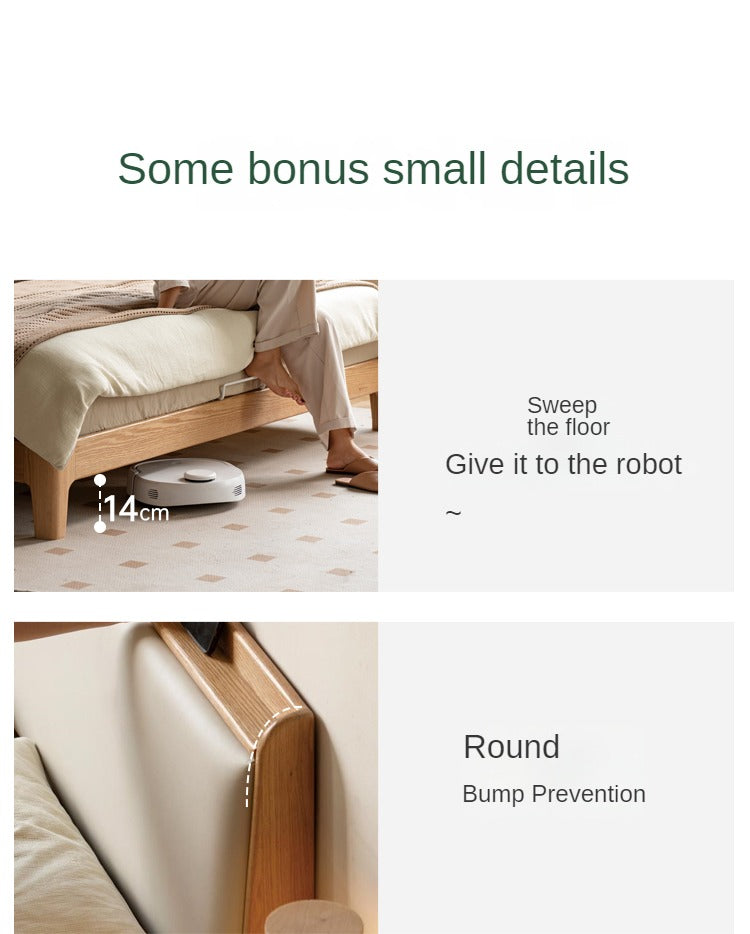 Oak Solid Wood Technology Cloth Modern and Simple Bed