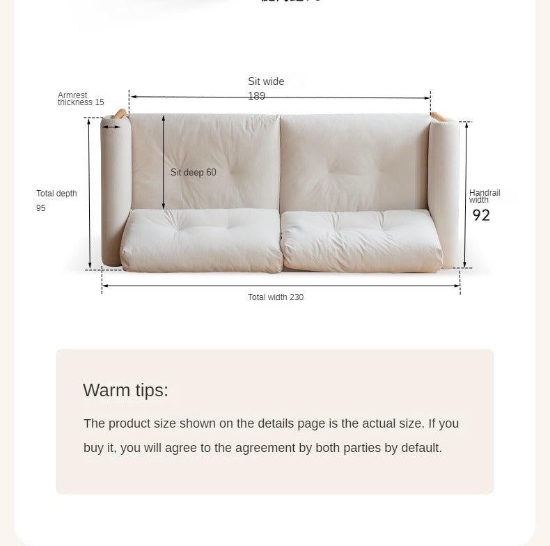 Oak Solid Wood Fabric White Cream Style Cat Scratching Cloth Sofa.