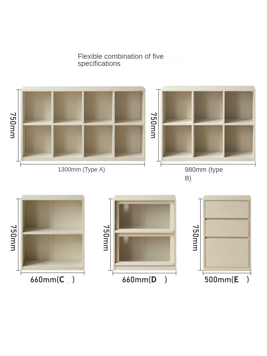Oak Solid Wood Bookcase Cream Office Desk