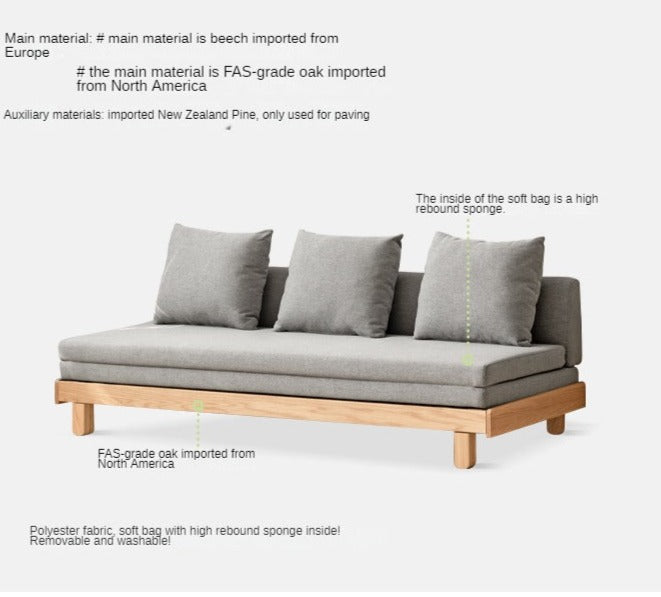 Oak, Beech Solid Wood Sofa Bed.