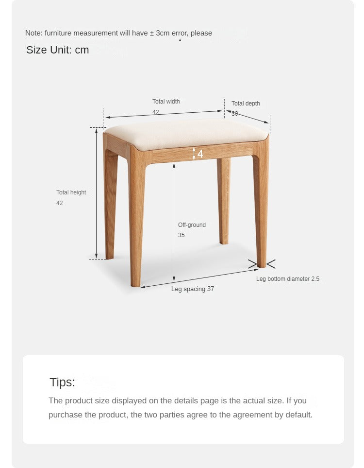 Oak, Ash, Black Walnut solid wood Makeup Stool