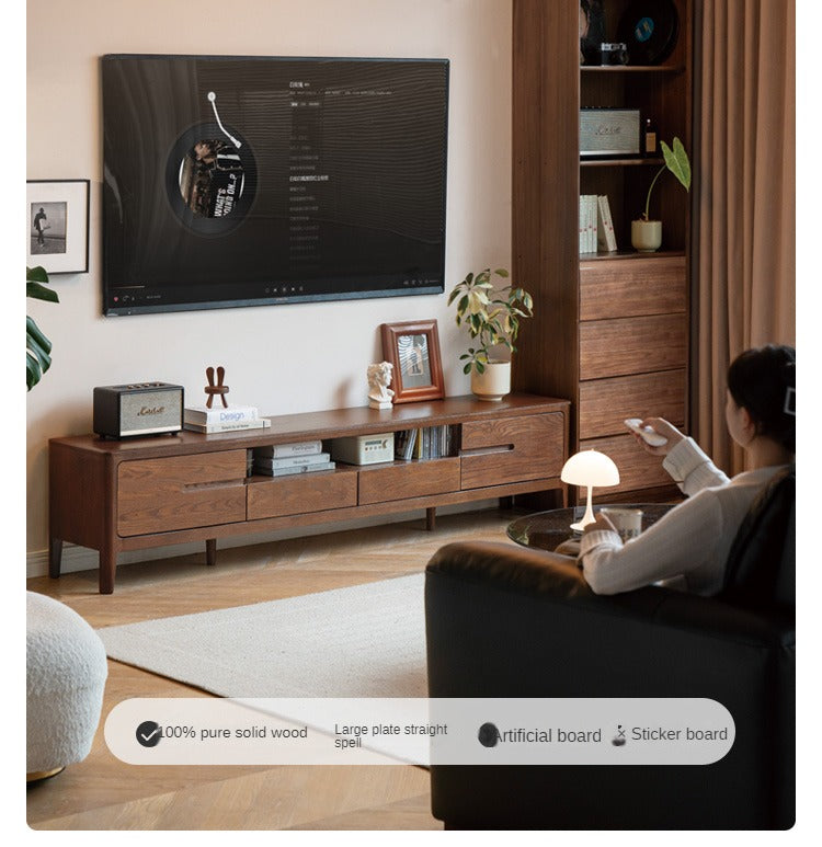 Oak, Solid Rubberwood Nordic Floor TV Cabinet.