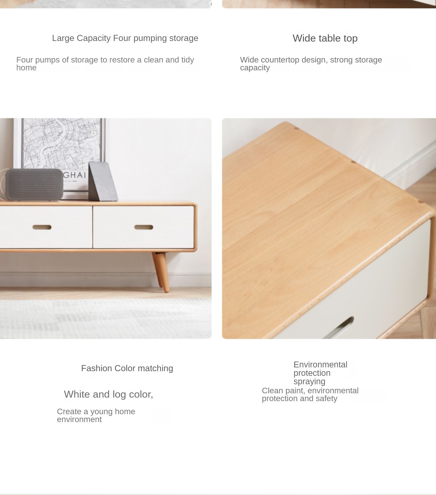 European Beech solid wood TV cabinet"+