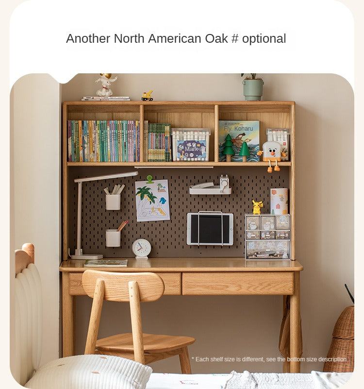 Beech, Oak, Poplar Solid Wood Study Desk with Shelf