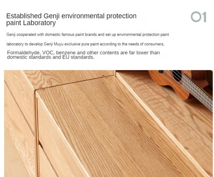 Oak, Ash Solid Wood Wall-To-Wall With Seat Combined Bookshelf