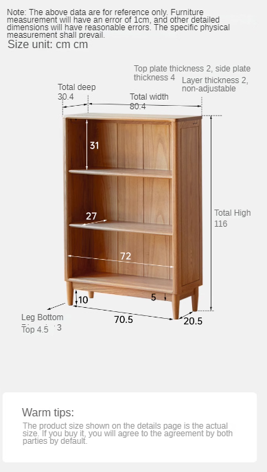 Oak Solid Wood Modern Open Grid Bookcase