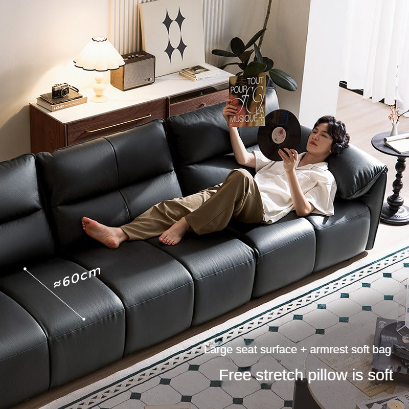 Leather Electric Italian Zero Wall Black Leather Sofa.