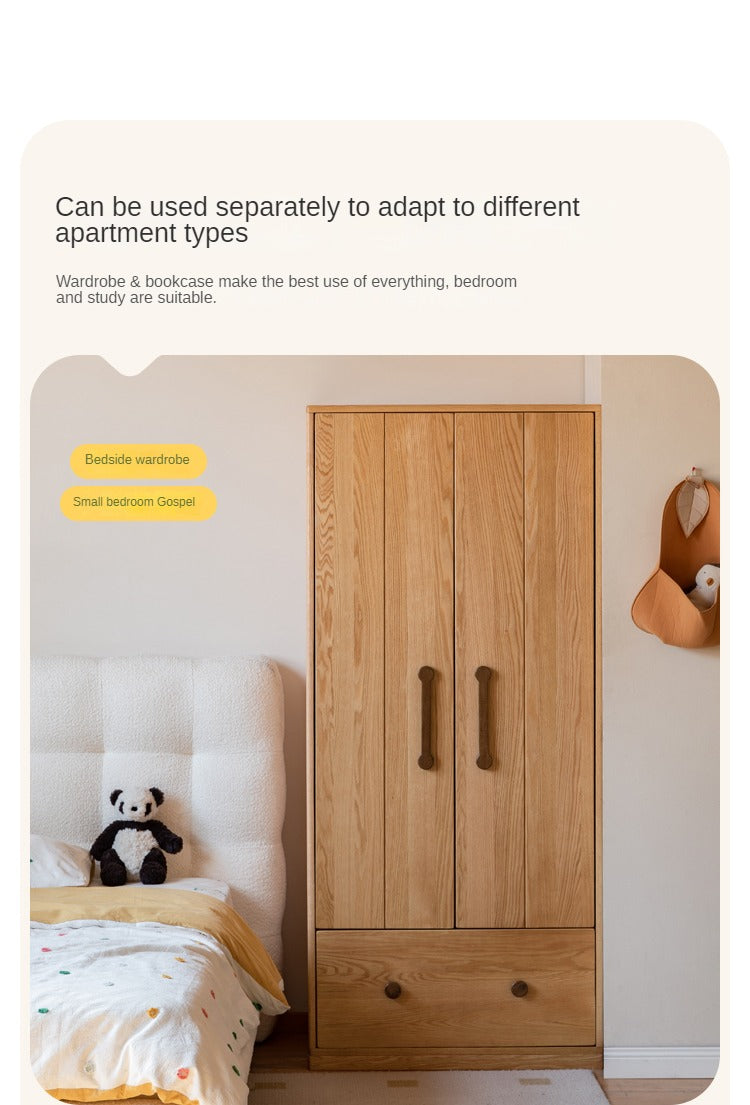 Oak Solid Wood Multi-functional Kids Wardrobe