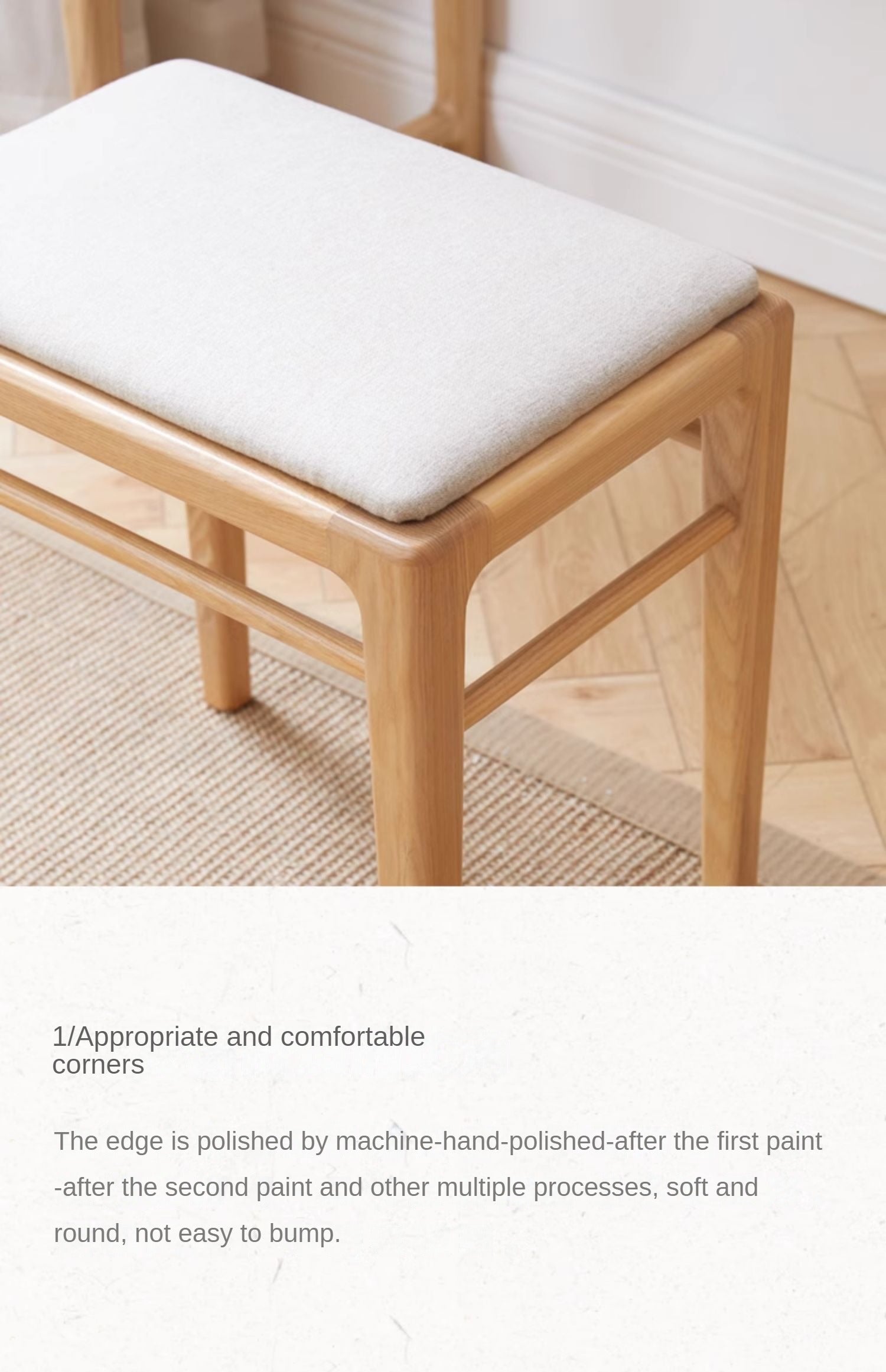 Ash Solid Wood Nordic Soft Makeup Stool