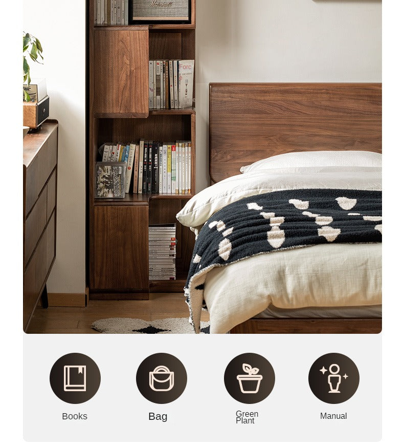 Sandalwood, Black Walnut Solid Wood Corner Storage Bookcase