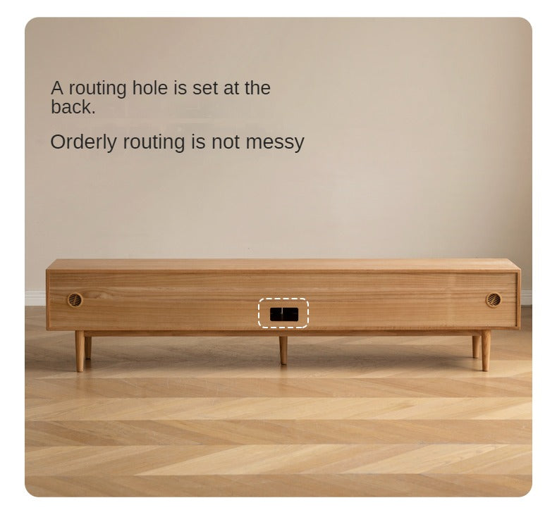 Oak Solid Wood Rattan TV Cabinet