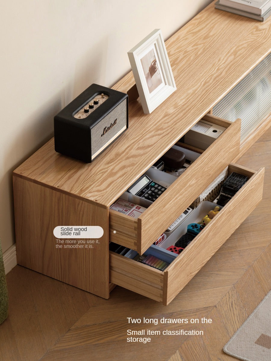 Oak, Rubber Solid Wood TV Cabinet Floor Combination,