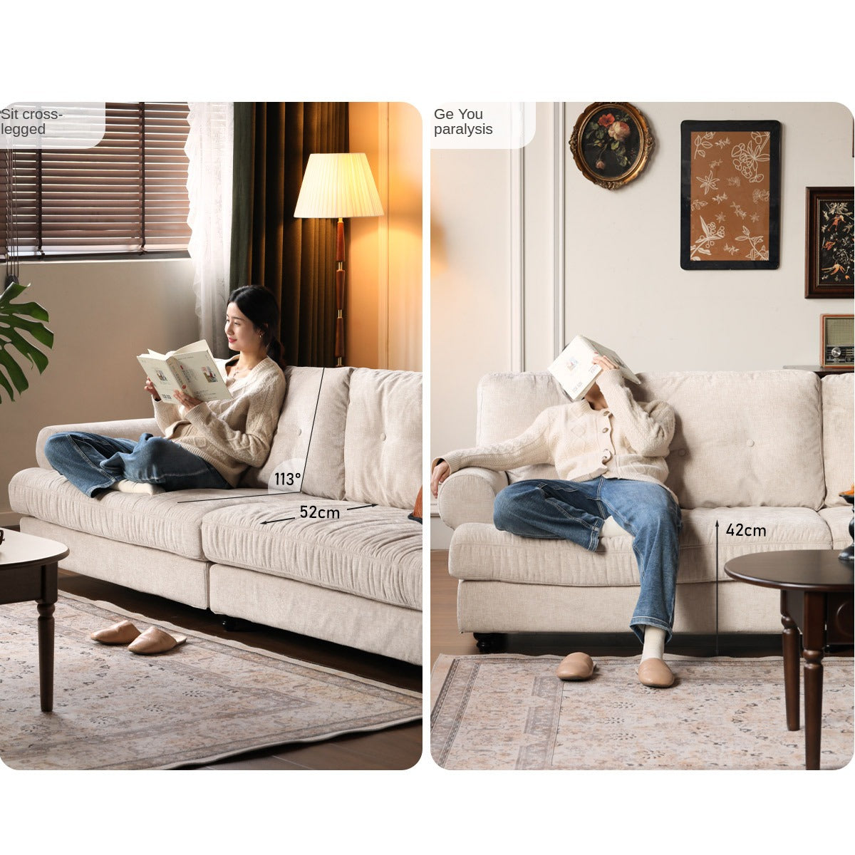Fabric Three Seater Sofa High Back American Style.
