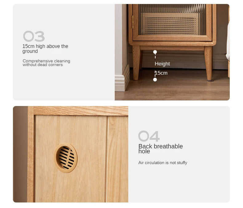 Oak, Beech Solid Wood Side Cabinet, Small Bookcase