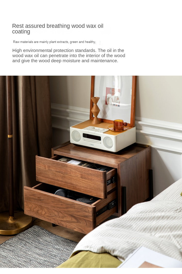 Black Walnut, Oak, South American Walnut Solid Wood Nightstand.