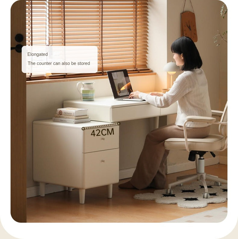 Rubberwood Solid Wood Retractable Desk and Bookshelf