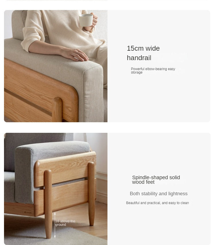 Ash Solid Wood Fabric Sofa.