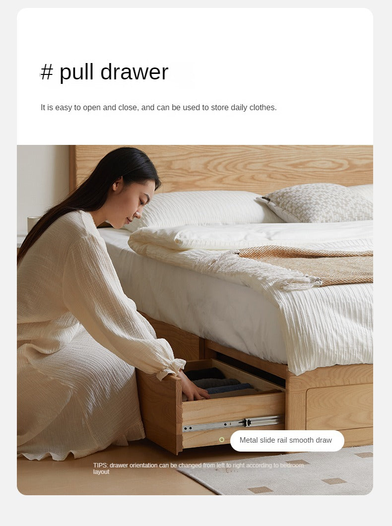 Ash, Oak, Black Walnut Solid Wood Box Bed Modern