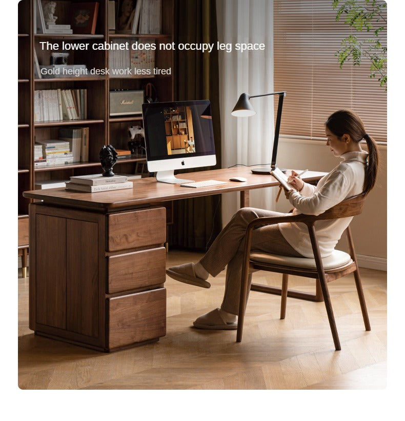 Black Walnut Solid Wood Desk Cabinet Integrated Work Table
