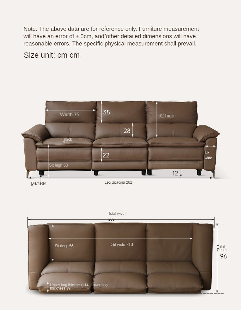 Leather Electric Dual-purpose Cowhide Sofa.