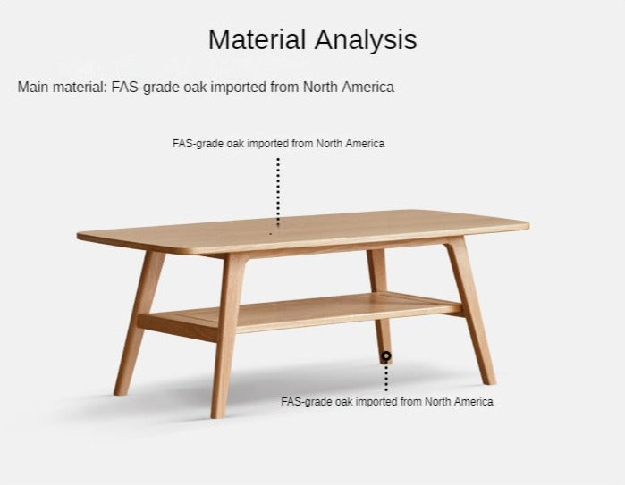 Rubberwood, Oak, Beech Solid Wood Modern Coffee Table
