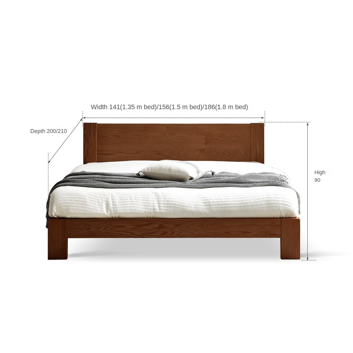 Oak, Rubberwood Solid Wood Bed - SPECIAL PRICE