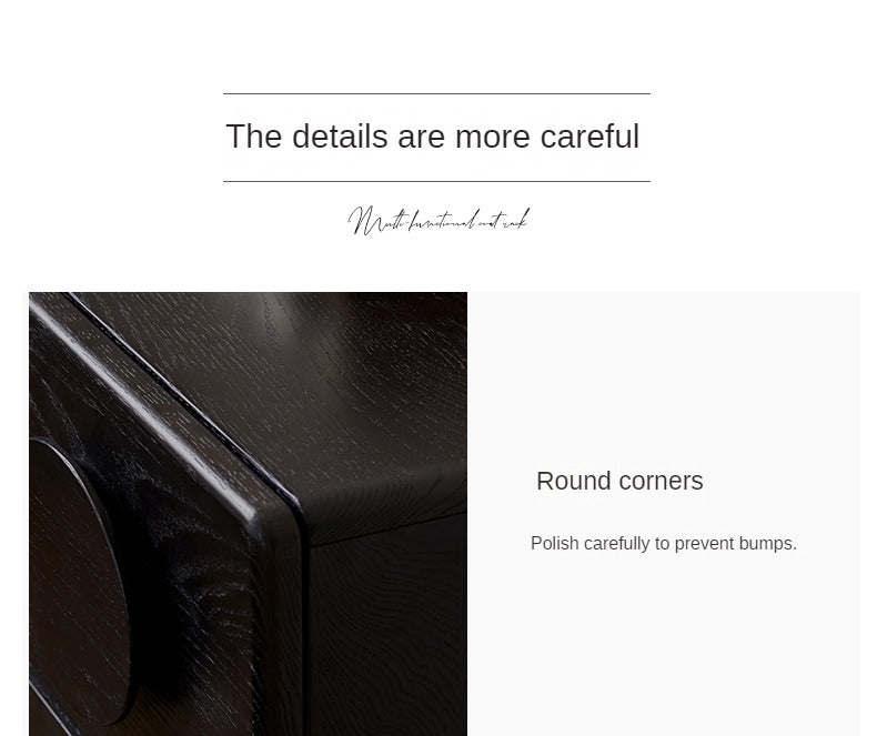 Oak Solid Wood Chest of Drawers Retro Black