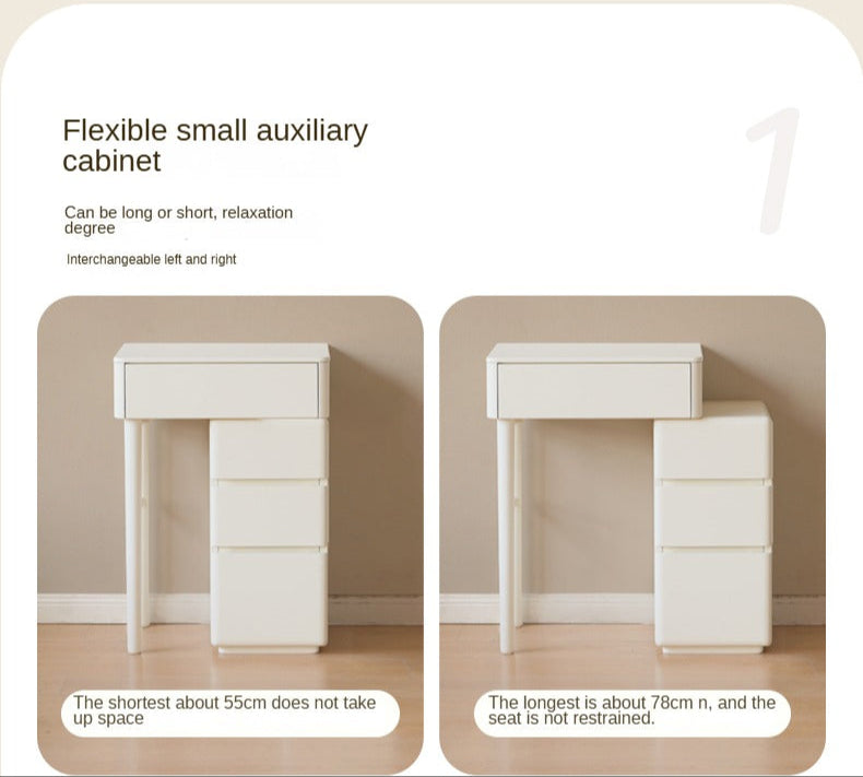 Poplar Solid Wood Telescopic Small Dressing Table Cream Style.