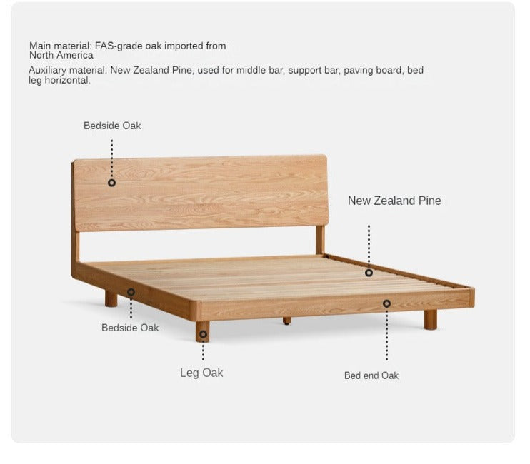 Oak Solid Wood Modern Suspension Bed
