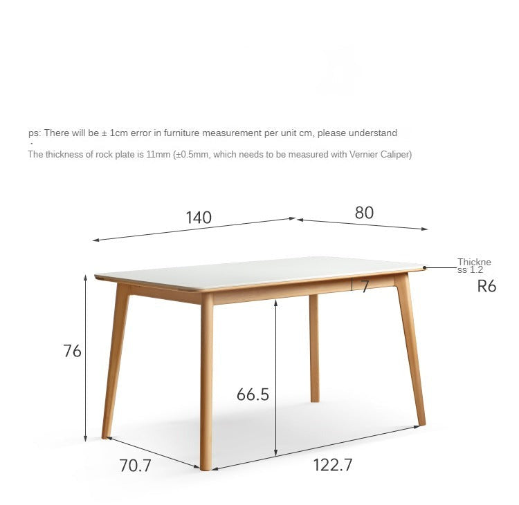 Beech Solid Wood Dining Table With Rock Slab Surface