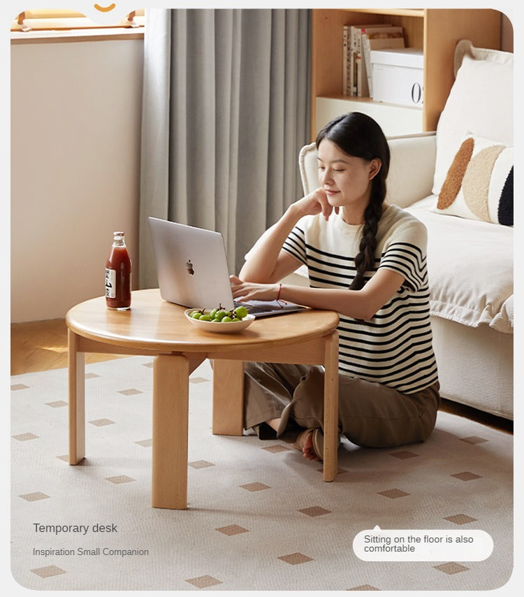 Beech Solid Wood Modern European Round Coffee Table