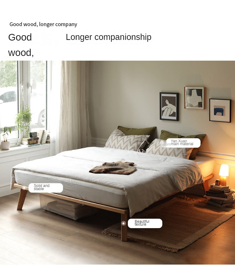 Oak solid wood tatami bed no headboard"