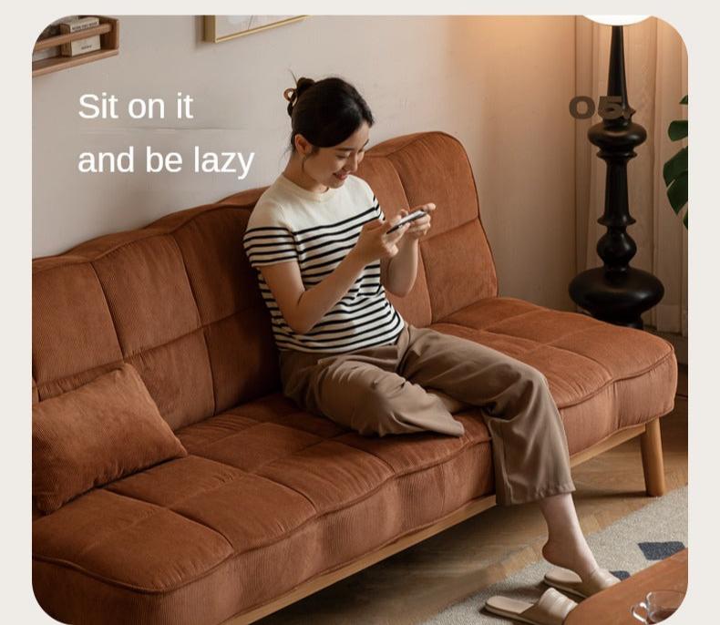 Fabric Sofa Antique Style Telescopic Dual-purpose Sofa.