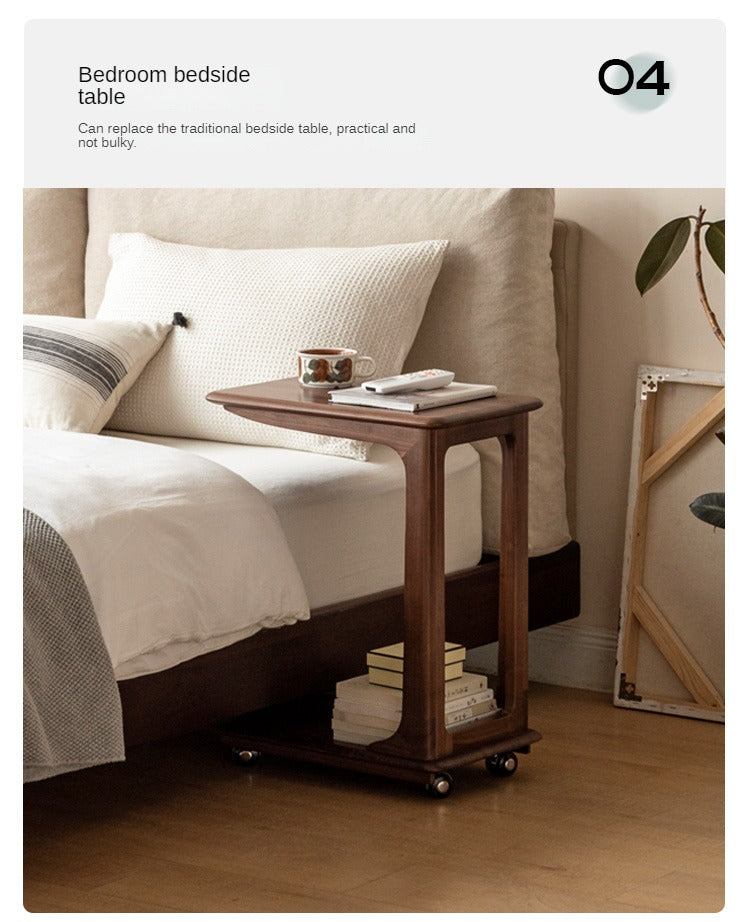 Black Walnut Solid Wood Mobile Side Table