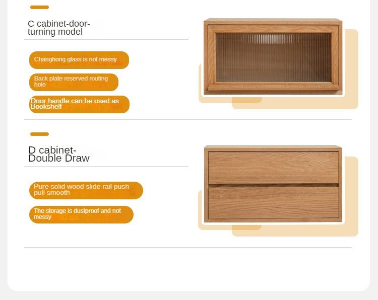 Oak, Ash Solid Wood TV Cabinet Modern Free Combination Storage Bookcases