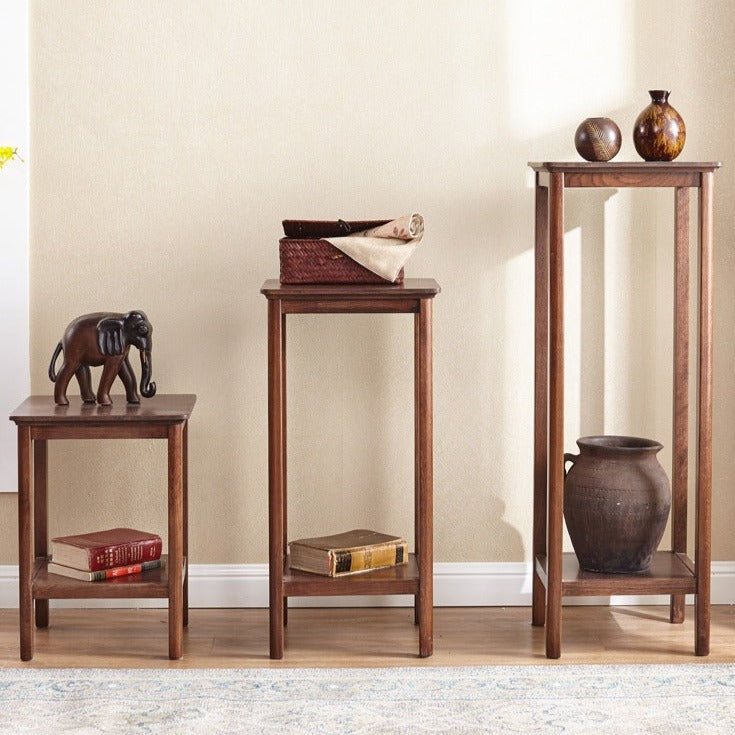 Oak Solid Wood Walnut Color Flower Rack