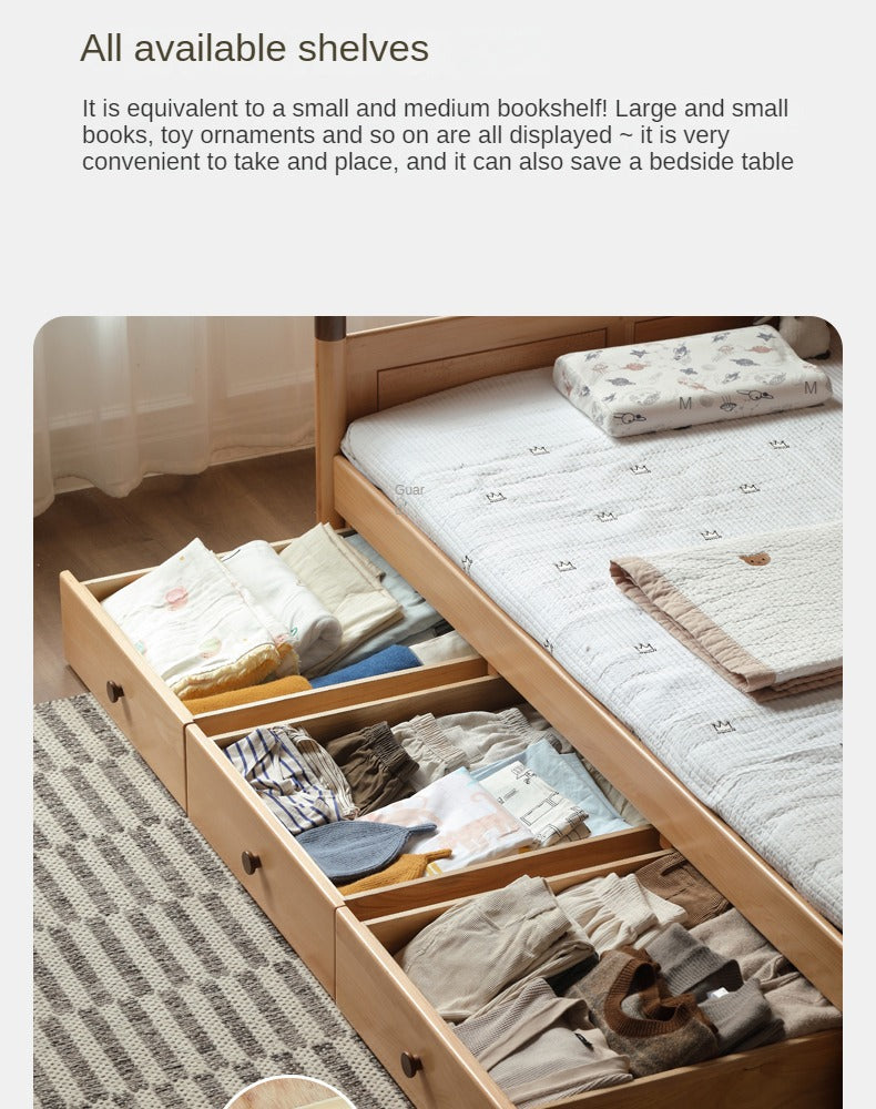 Oak solid wood Multi-function bed with storage