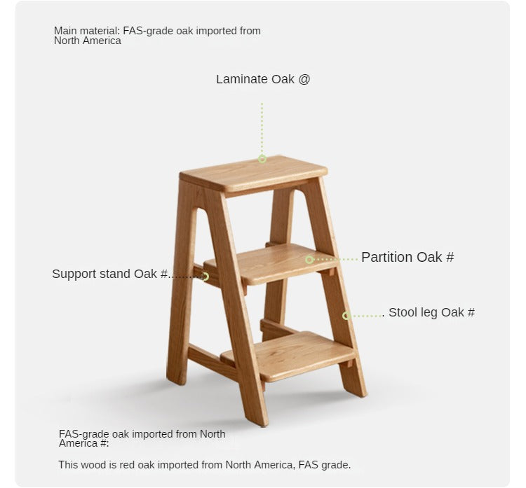 Oak Solid Wood Step Stool