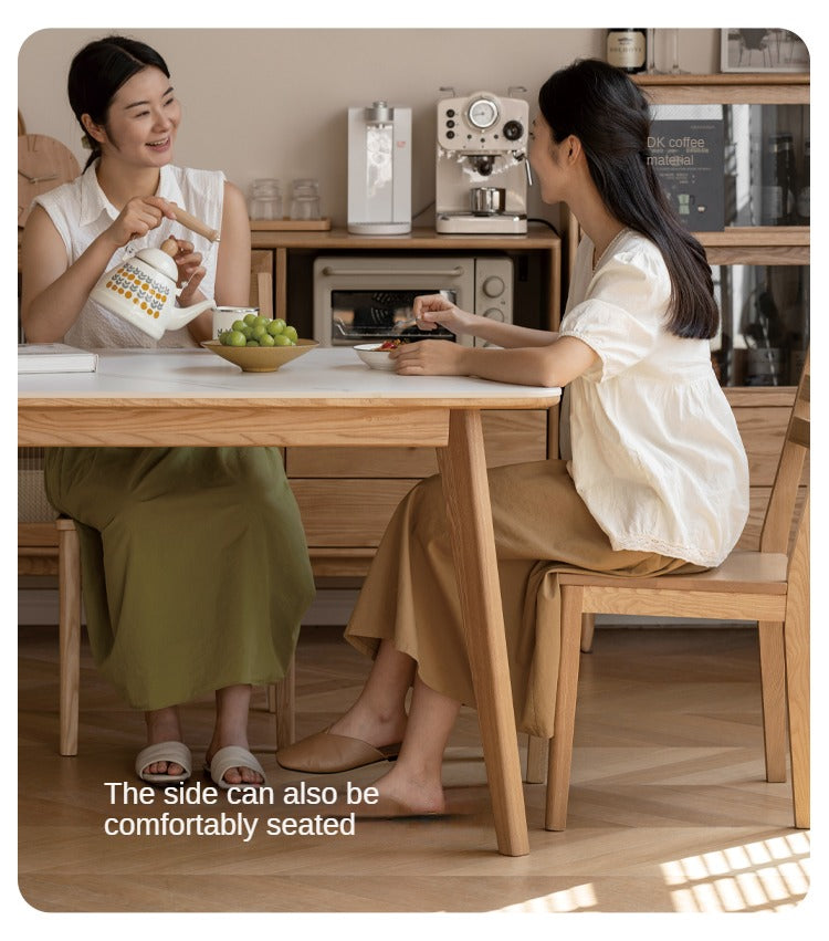 Ash Solid Wood Nordic Dining Table With Rock Slab Surface