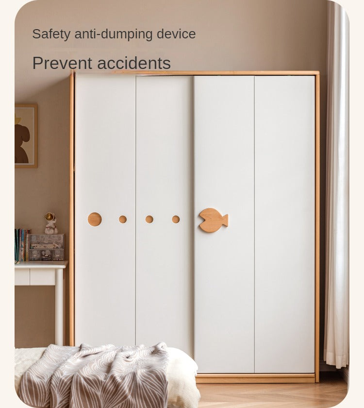 Beech Solid Wood Kids Wardrobe Sliding Door