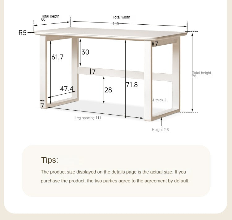 Birch solid wood slate desk white cream style "