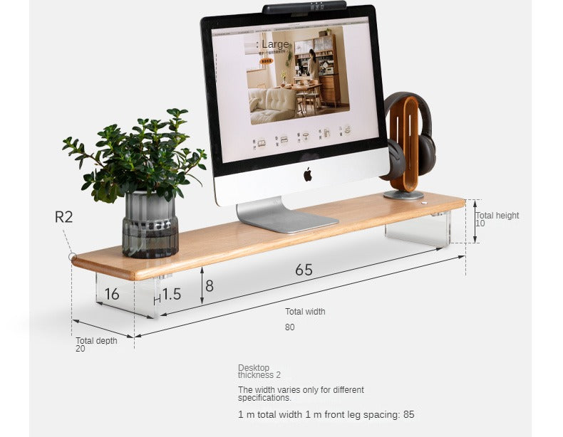 Oak, Rubberwood Solid Wood Bracket Suspended Table shelves