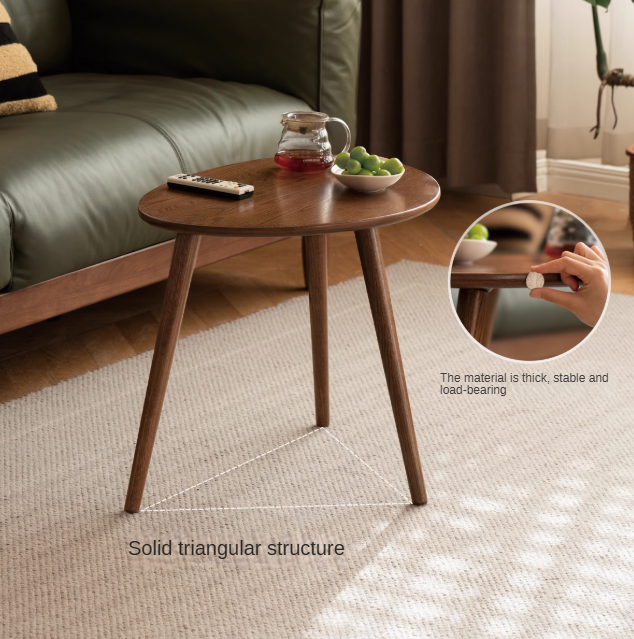 Rubberwood, Oak Solid Wood Walnut Color Side Table