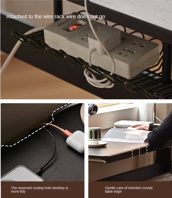 Oak, Ash Solid Wood Bauhaus Black Computer Desk.